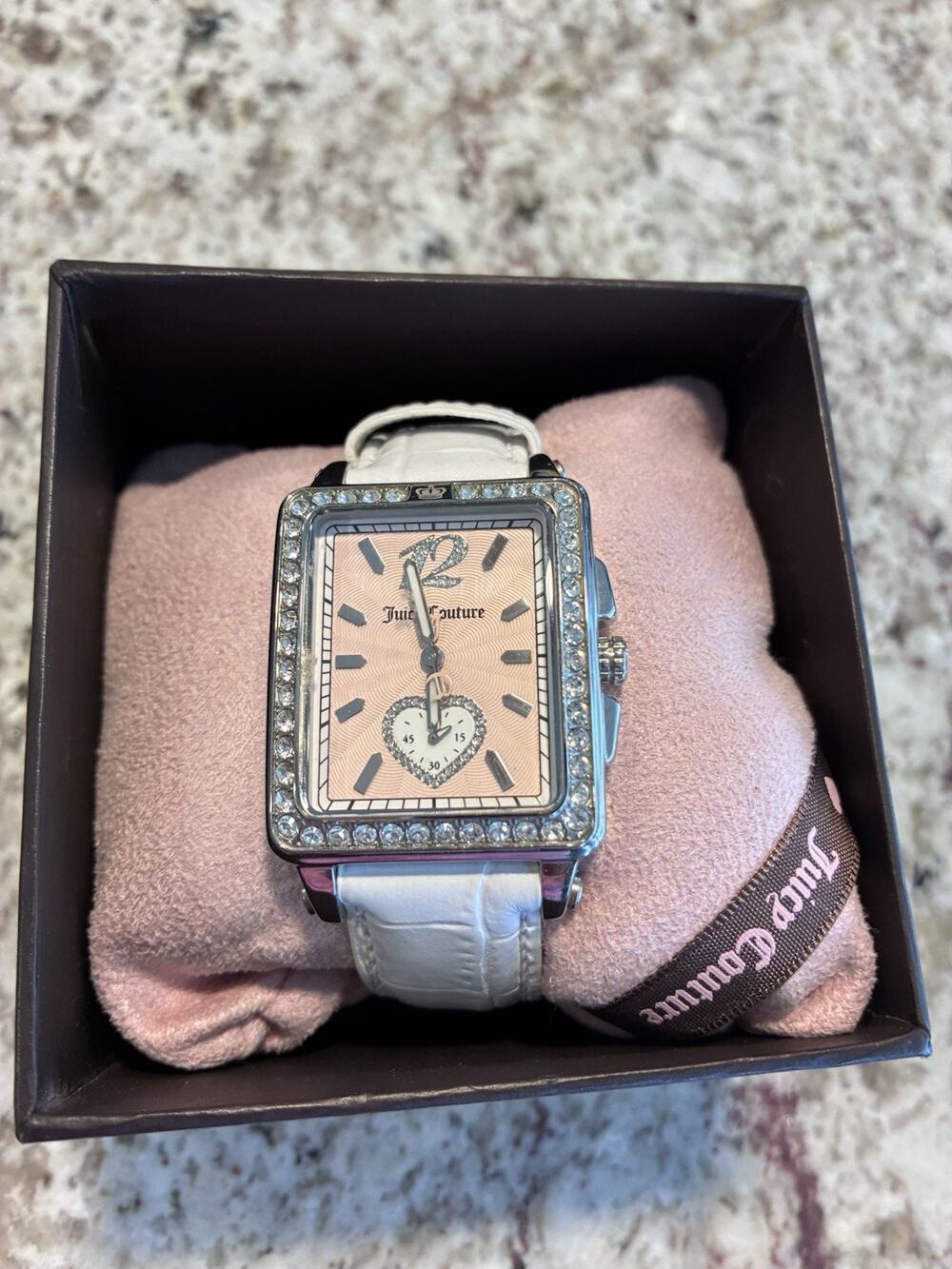 JUICY COUTURE PIPER White Croc Leather/Silver Watch/Crystals/Crown! NEW Read
